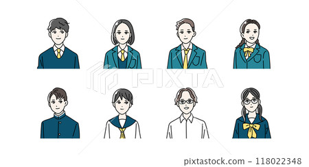 穿著校服的學生上半身插畫集 118022348