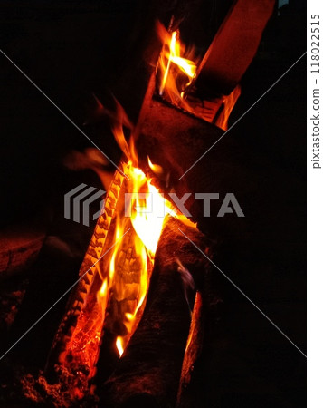 fire in the furnace, burning wood burning 118022515