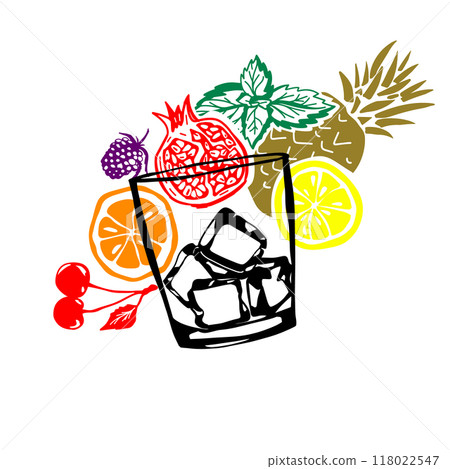 Fruit fresh drink colored. hand drawing. Not AI. Vector illustration Fruit fresh drink colored. hand drawing. Not AI. Vector illustration 118022547