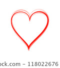 Red heart outlines isolated on white background, vector 118022676