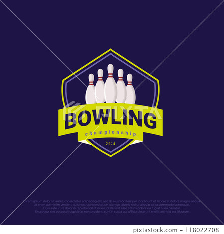simple yellow bowling pin logo template vector design. vintage bowling game icon illustration 118022708