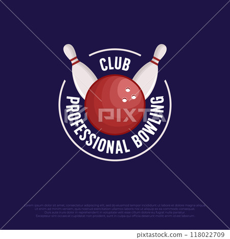 bowling pin ball logo template vector. bowling game circle label illustration design for club and team bowling pin ball logo template vector. bowling game circle label illustration design for club and team 118022709