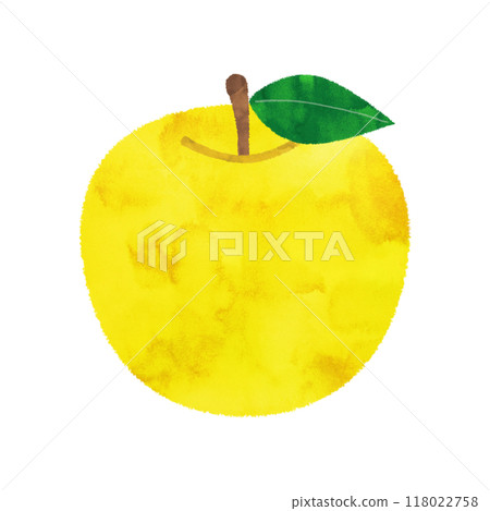 帶葉子的黃色蘋果 帶葉子的黃色蘋果 118022758