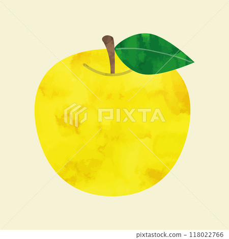 帶葉子的黃蘋果（水彩風格向量） 118022766