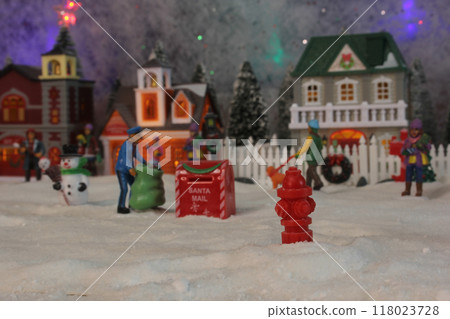 Winter Christmas Village With Snow and Lights Winter Christmas Village With Snow and Lights 118023728