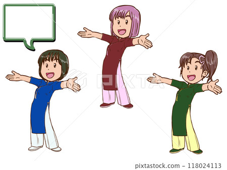 奧黛女人微笑著張開雙臂 1 奧黛女人微笑著張開雙臂 1 118024113