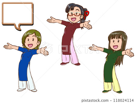 奧黛女人微笑著張開雙臂 2 奧黛女人微笑著張開雙臂 2 118024114