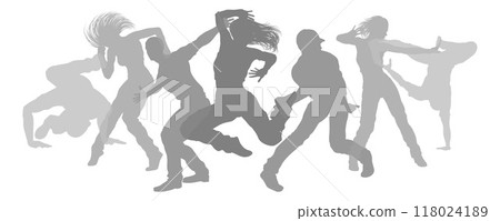 Dancers Silhouette Street Dance Poses Silhouettes 118024189