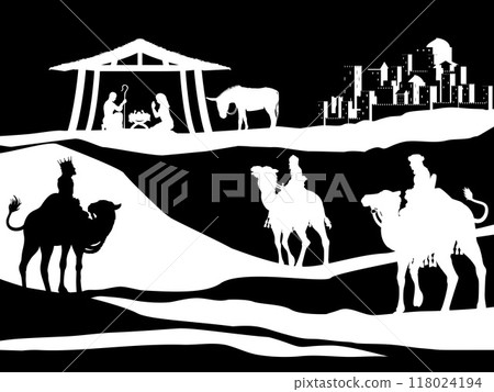 Christmas Nativity Scene Bethlehem Manger Wise Men 118024194