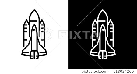太空梭簡單的線條畫圖標 太空梭簡單的線條畫圖標 118024260