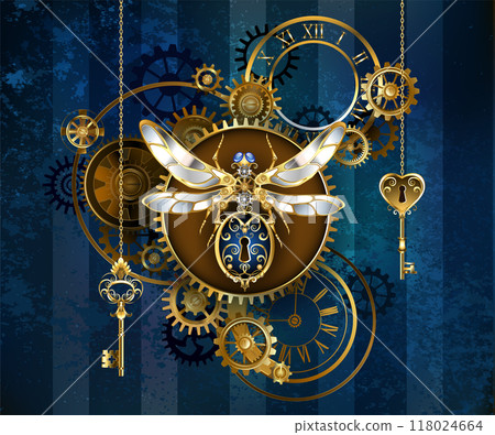 Mechanical insect on blue background 118024664