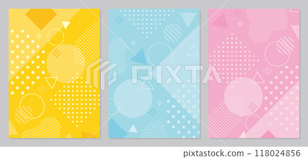Memphis background geometric yellow, light blue and pink set POP A4 Memphis background geometric yellow, light blue and pink set POP A4 118024856