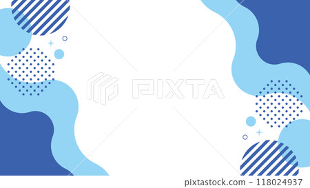 Geometric shapes, waves, polka dots, frame, blue and light blue 118024937