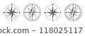 Wind rose compass navigation vector illustration on white background black icon set, North, South, East, West 118025117