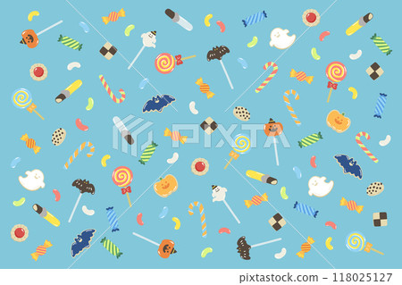 散落的萬聖節糖果平面插圖（套） 118025127