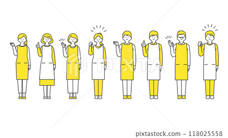 Men and women wearing aprons Variation set 118025558
