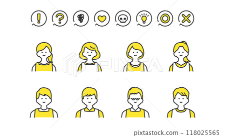 Young men and women wearing aprons Avatar icon material Young men and women wearing aprons Avatar icon material 118025565