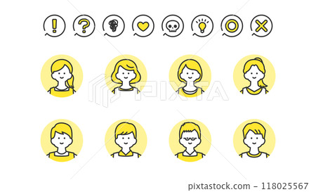 穿著圍裙的青年男女頭像圖示素材 穿著圍裙的青年男女頭像圖示素材 118025567