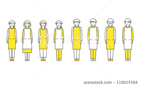 男女穿著吊帶和圍裙變化套裝 118025568