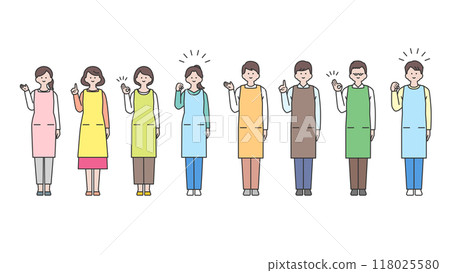 男女穿著圍裙變化套裝 118025580