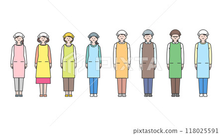 男女穿著吊帶和圍裙變化套裝 118025591