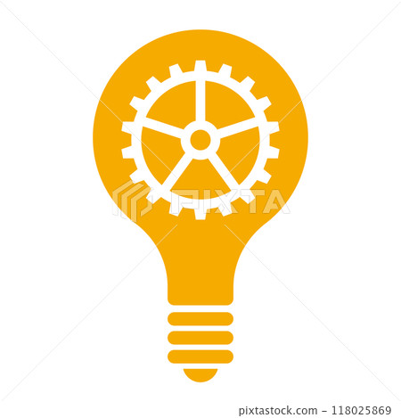 Icon with a gear inside a light bulb Yellow Silhouette 118025869