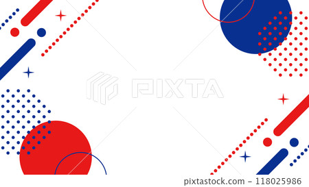 Geometric frame, tricolor, marine colors, blue and red, polka dots and glitter Geometric frame, tricolor, marine colors, blue and red, polka dots and glitter 118025986