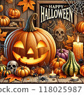 Colorful pop Halloween background material on a black background 118025987