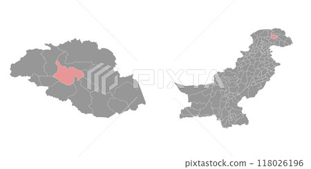 Gilgit district map, administrative division of Pakistan. Vector illustration. 118026196