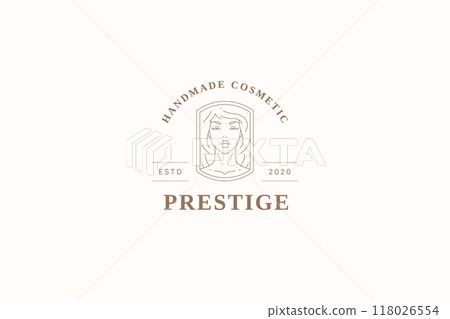 Beautiful woman portrait minimalist line art logo design template for cosmetic vector illustration Beautiful woman portrait minimalist line art logo design template for cosmetic vector illustration 118026554
