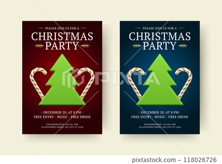 Christmas party modern flyer announce invitation design template set realistic vector illustration 118026726