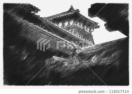 矢量 城堡 明治 118027314