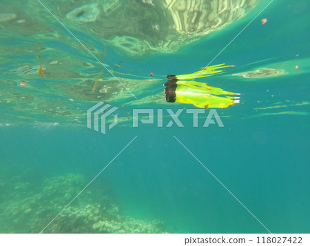 Marine debris: Plastic waste floating in the ocean 118027422