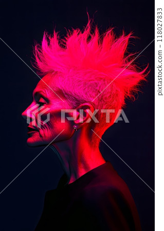 elderly, woman, tattoo 118027833