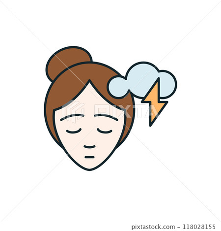 Young woman suffering from migraine or headache with storm cloud Young woman suffering from migraine or headache with storm cloud 118028155