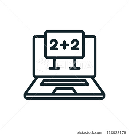 Laptop displaying simple math equation for online learning Laptop displaying simple math equation for online learning 118028176