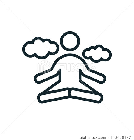 Person meditating with clouds representing positive thinking and mindfulness Person meditating with clouds representing positive thinking and mindfulness 118028187