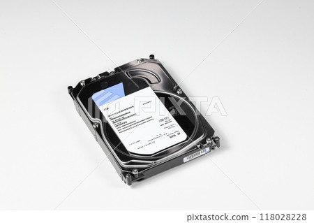 Hight capacity HDD, hard disk drives 3.5" standard profile show on SATA interface, isolated on white background. Hight capacity HDD, hard disk drives 3.5" standard profile show on SATA interface, isolated on white background. 118028228