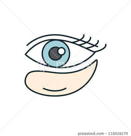 Woman face showing eye and mouth smiling for skin care concept 118028270