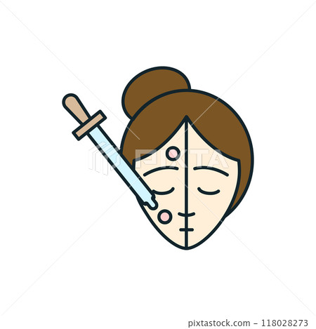 Woman applying cosmetic serum on face for skin care routine Woman applying cosmetic serum on face for skin care routine 118028273