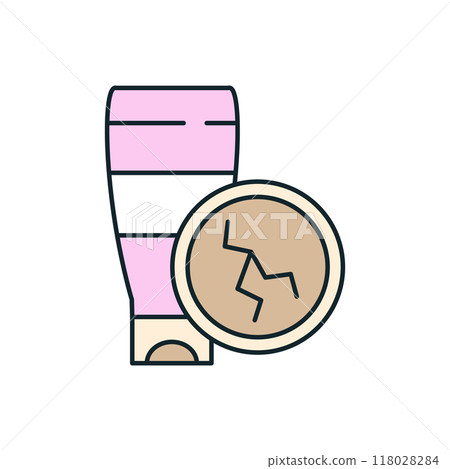 Skin care concept showing dry skin with moisturizing cream tube 118028284