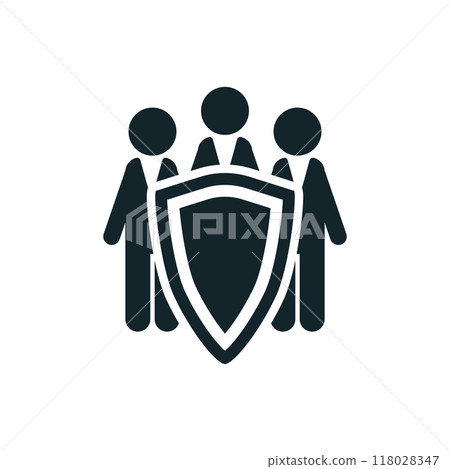 Business people team holding shield protection concept icon 118028347