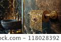 Luxurious Golden Toilet Paper Roll with Gemstones 118028392