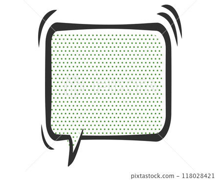 Speech bubble, American comic, star pattern, dot pattern, square, green Speech bubble, American comic, star pattern, dot pattern, square, green 118028421