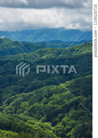 View from Taibo Pass in Kinasa, Nagano City, Nagano Prefecture, Japan 118028718