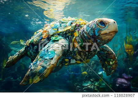 turtle, underwater, plastic 118028907