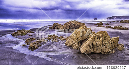 Beach of Los Quebrantos, San Juan de la Arena, Spain Beach of Los Quebrantos, San Juan de la Arena, Spain 118029217