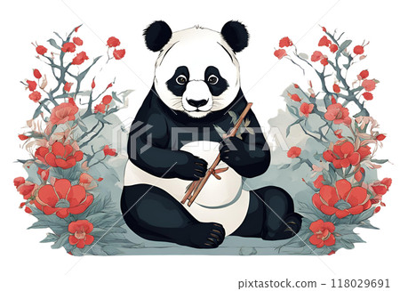 Oriental panda illustration on white background 118029691