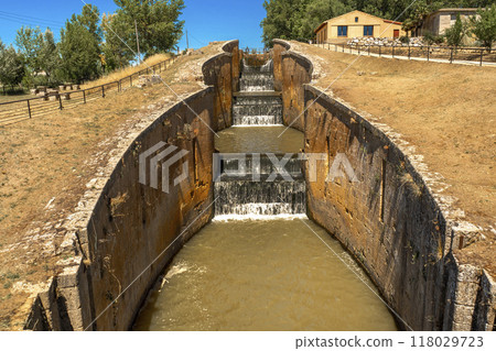 Canal Floodgate, Canal of Castile, Fromista, Spain Canal Floodgate, Canal of Castile, Fromista, Spain 118029723
