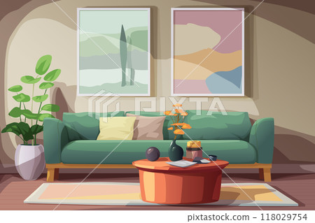 a green sofa in modern living room a green sofa in modern living room 118029754
